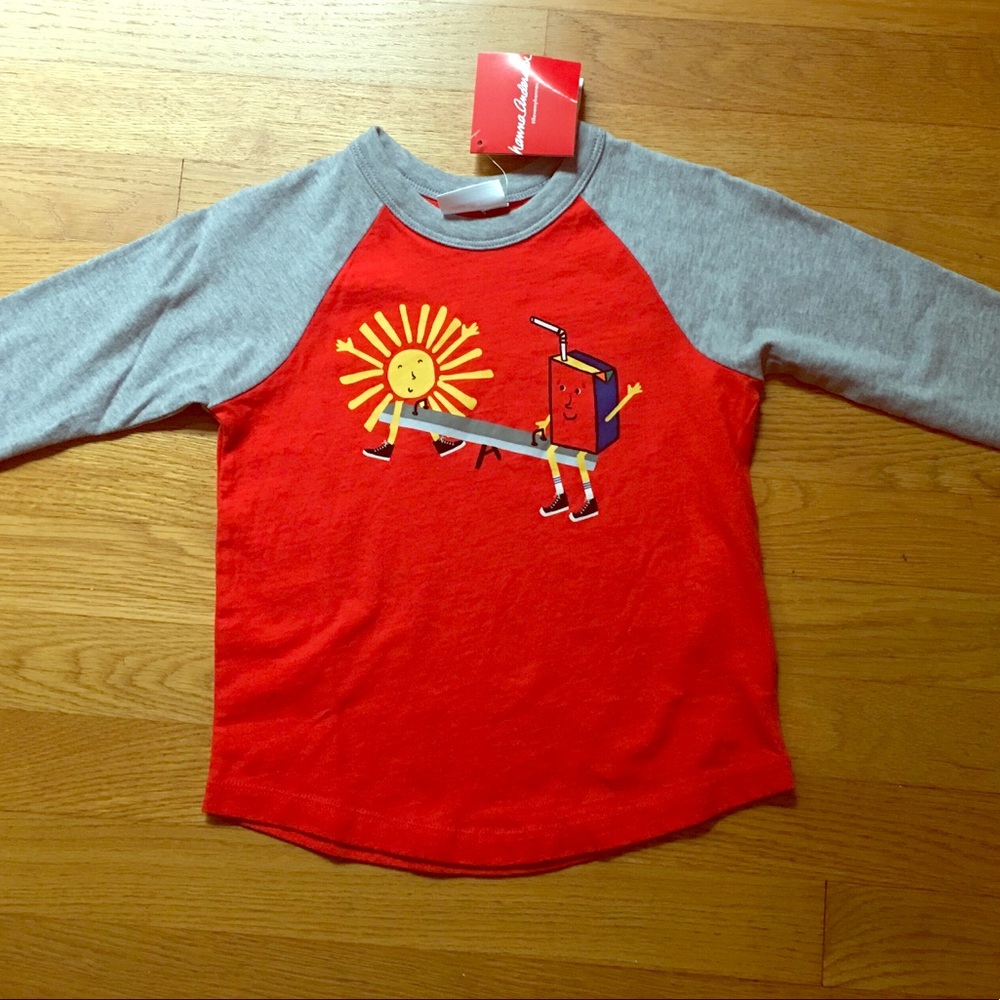 Hanna Andersson seesaw raglan tee 100 4y NWT